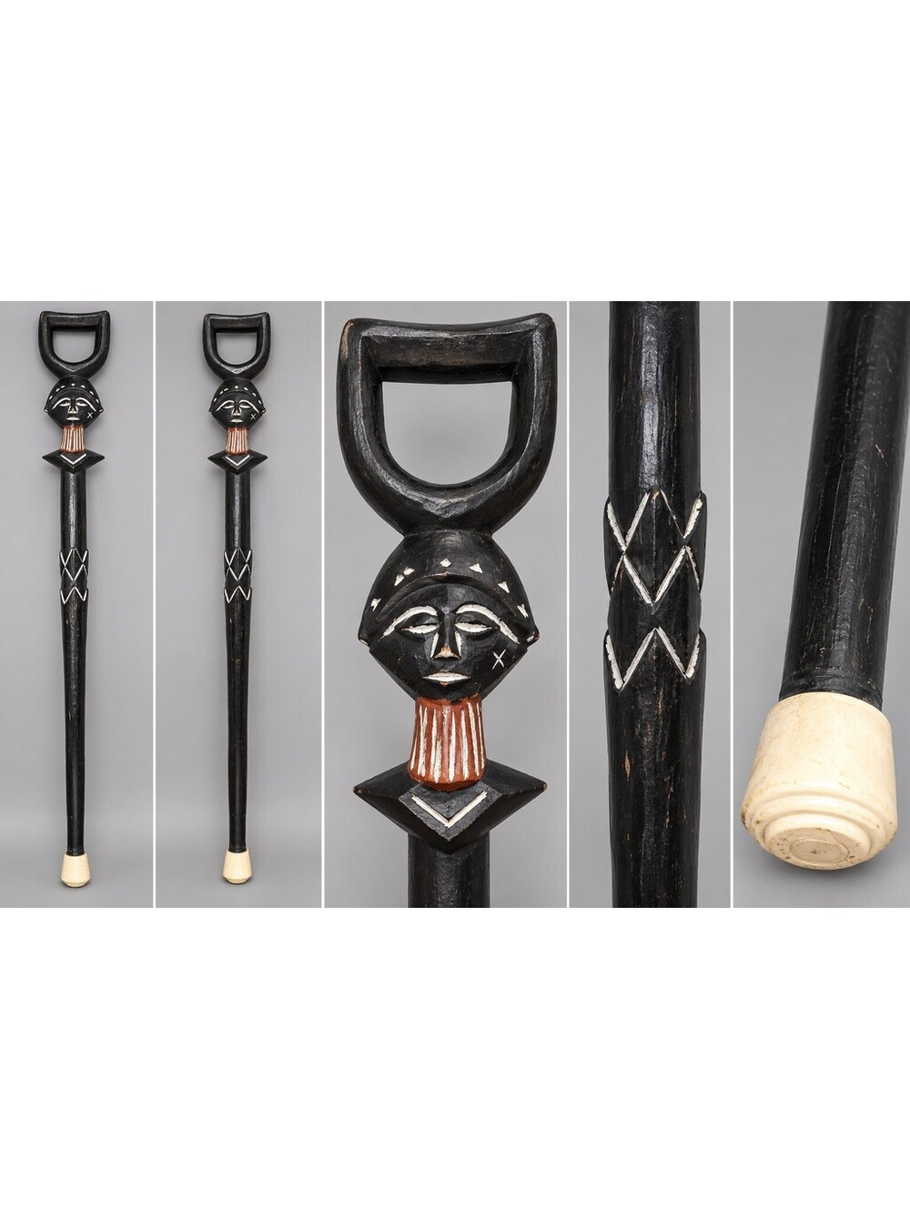 Handcrafted Ghana African Wood Walking Stick Carved 36"